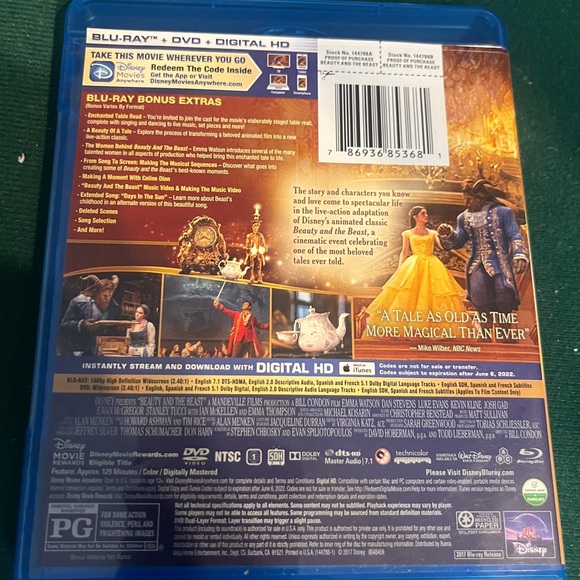 Beauty And The Beast Blu-Ray + DVD movie Disney - Picture 2 of 5